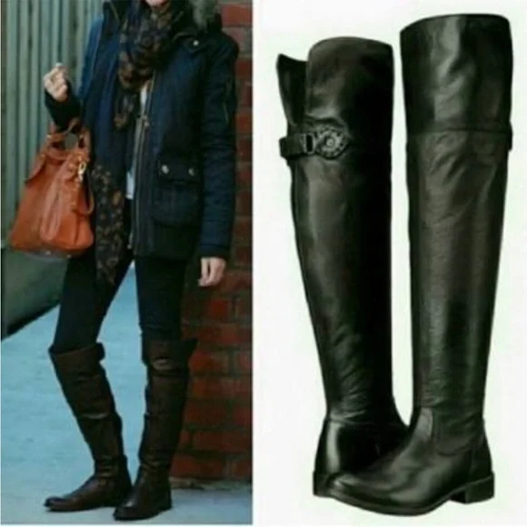 Frye Shirley OTK Leather Knee High Black Riding Boots - Sz 8 - Picture 7 of 16